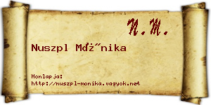 Nuszpl Mónika névjegykártya